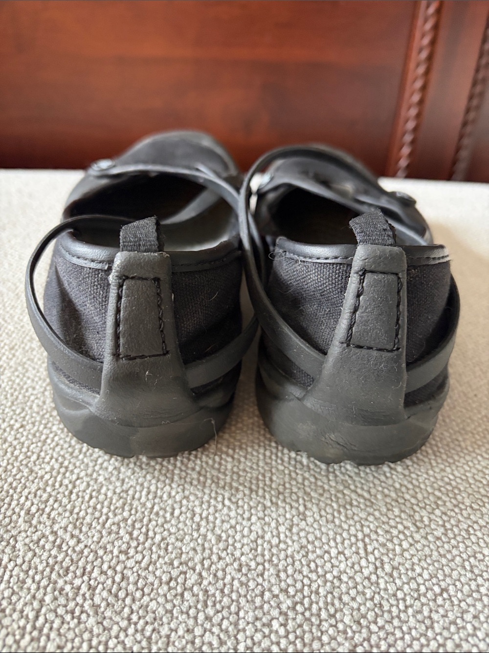 CROCS Black Cross-Strap Mary Jane Flats - Picture 2 of 7